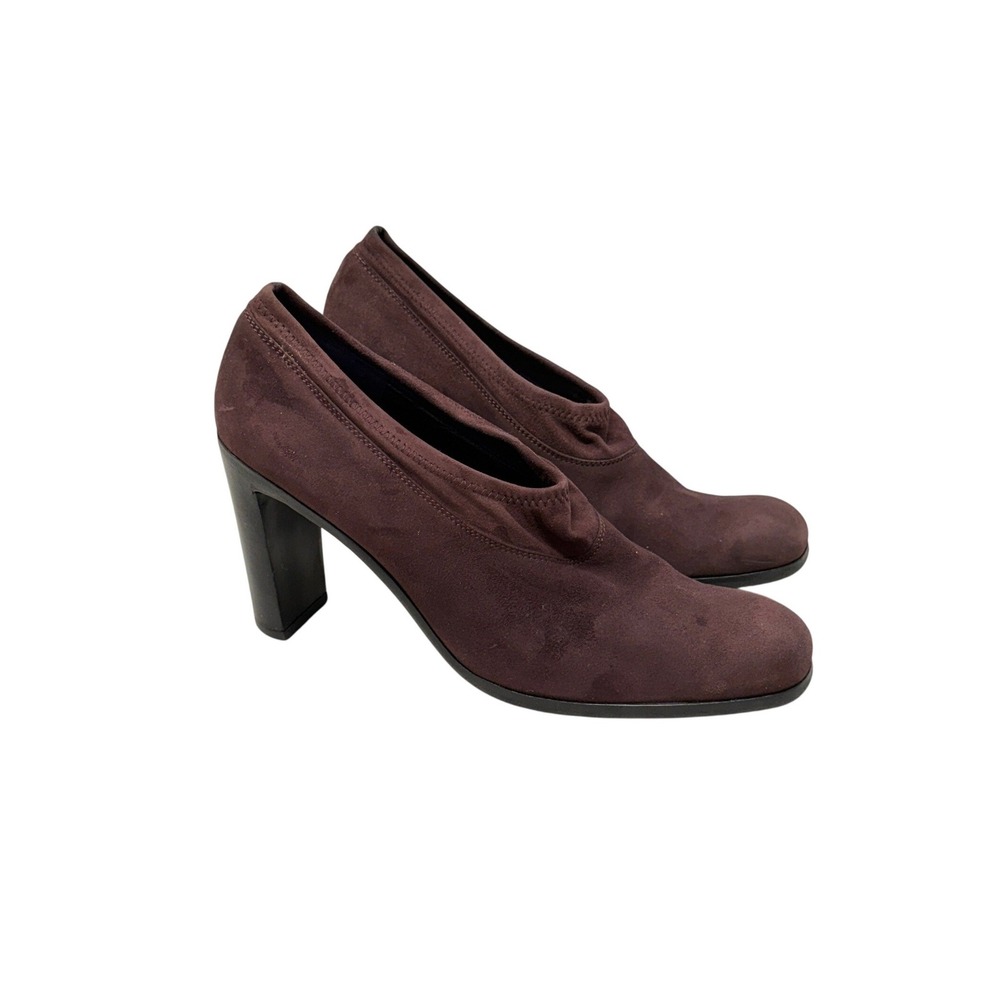 Donna Karan New York Burgundy Suede Block Heel Square Toe Shooties 9 B